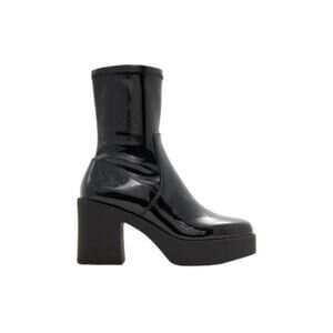Aldo Upstep Black Synthetic Patent Platform Ankle Boot Size 8.5 NWT $130 MSRP